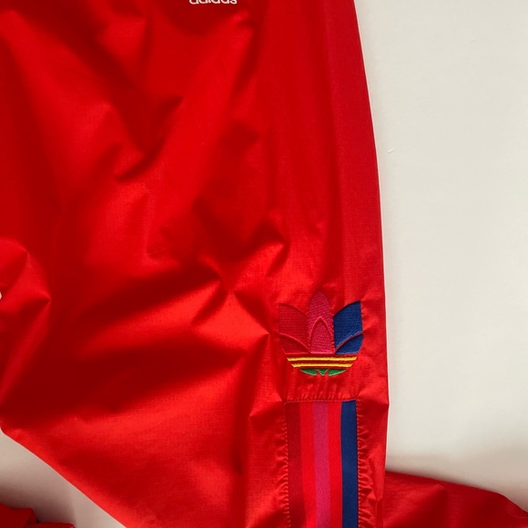 Adidas: Men’s Red Track Pants 3D Embroidered Trefoil Logo and Stripes | Size XL - Picture 2 of 5